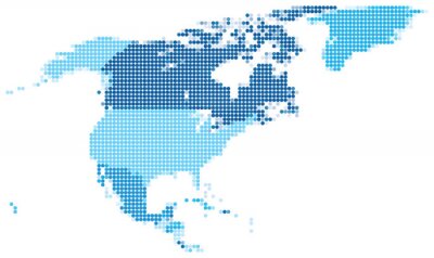 North America dotted blue
