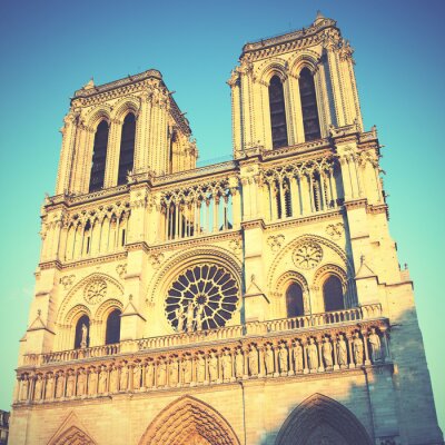 Fotobehang Notre Dame in retrostijl