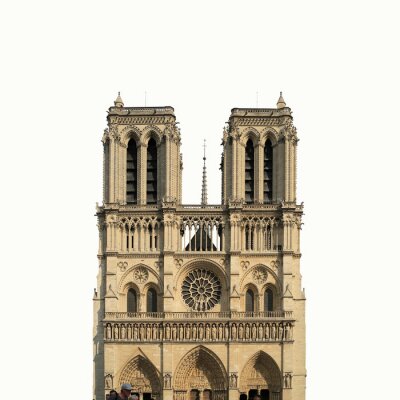 Fotobehang Notre Dame op witte achtergrond