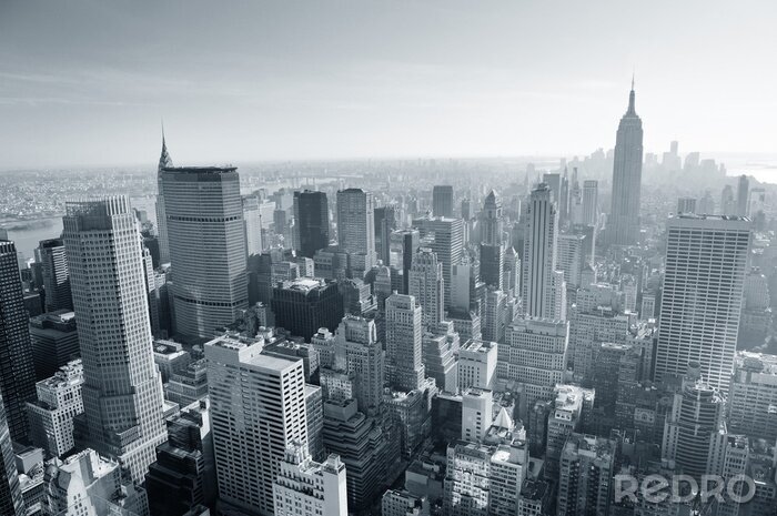 Fotobehang Ochtend in New York in zwart-wit