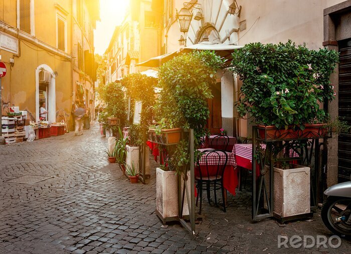 Fotobehang Old street in Trastevere in Rome, Italy