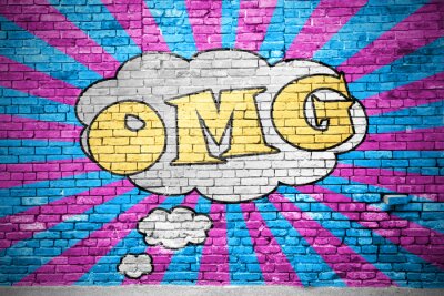 OMG Comic bakstenen muur graffiti