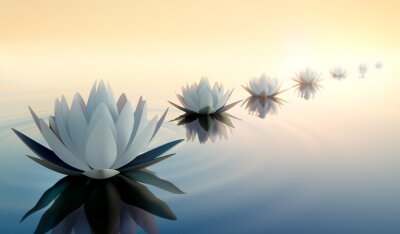 Fotobehang Onrealistische lotusbloemen