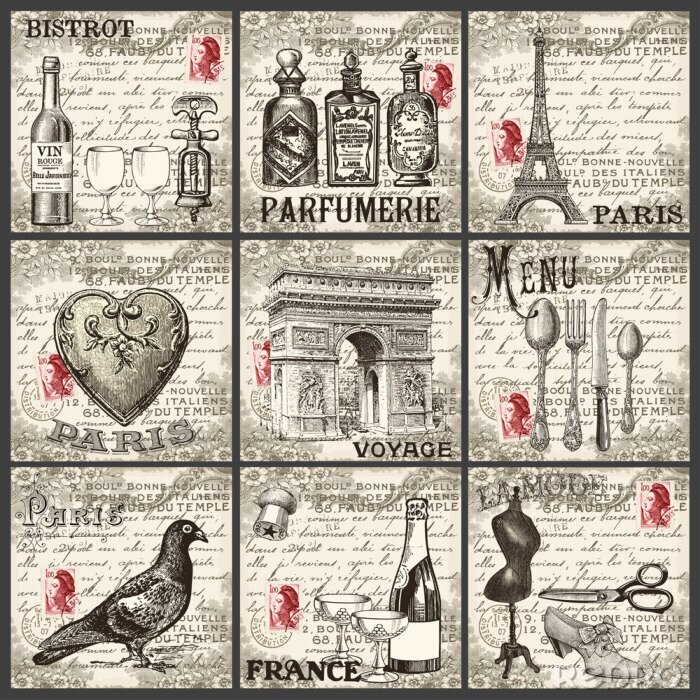 Fotobehang Ontwerp met motief van Parijs