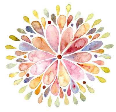 Fotobehang Oosterse mandala in aquarel