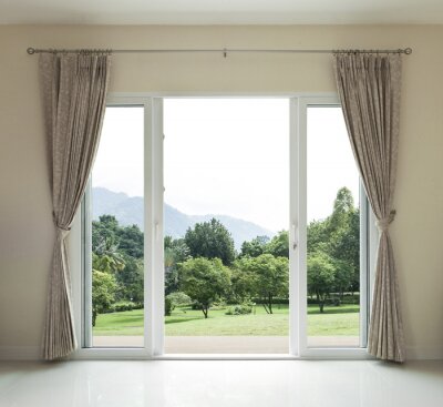 Fotobehang Open deur met uitzicht op het groen