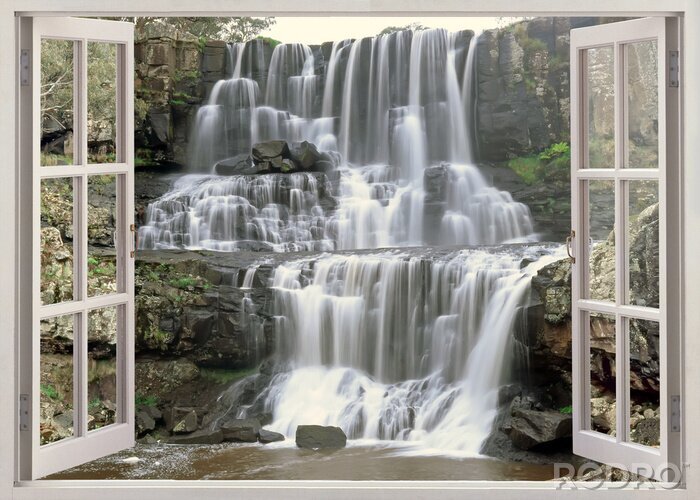 Fotobehang Open raam uitzicht op Ebor Falls