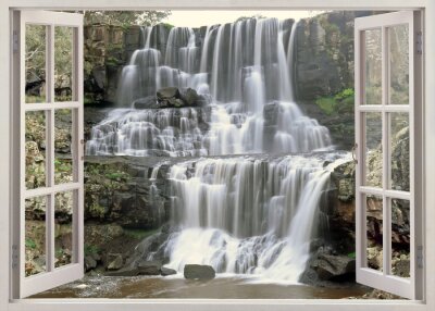 Fotobehang Open raam uitzicht op Ebor Falls