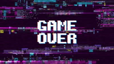Fotobehang Opschrift "Game over" op paarse achtergrond