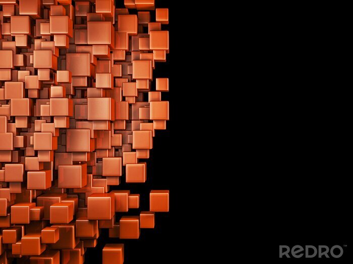 Fotobehang Oranje 3D blokken