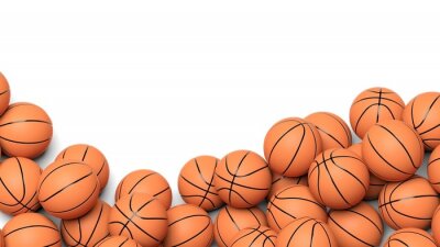 Fotobehang Oranje basketballen op witte achtergrond