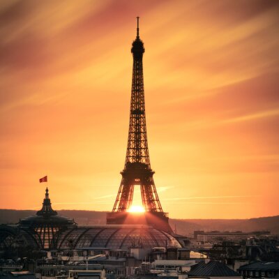 Fotobehang Oranje lucht in Parijs