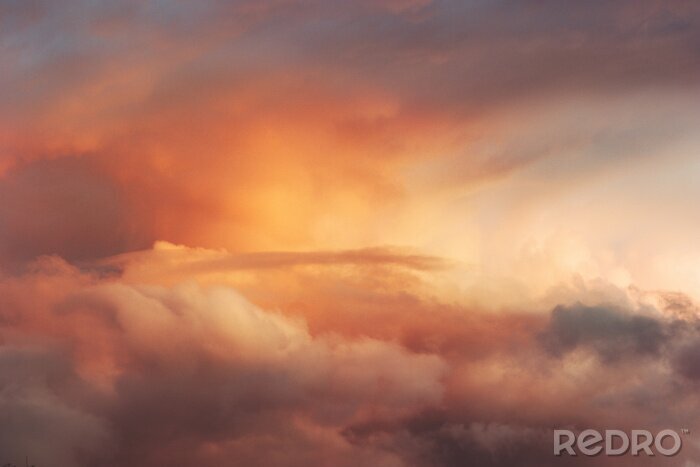 Fotobehang Oranje patroon met wolken