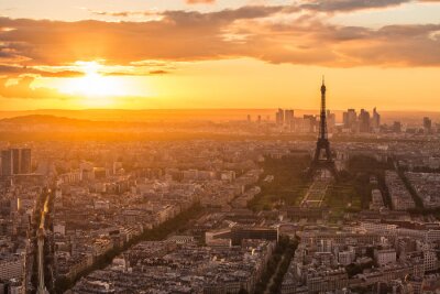 Fotobehang Oranje zon in Parijs
