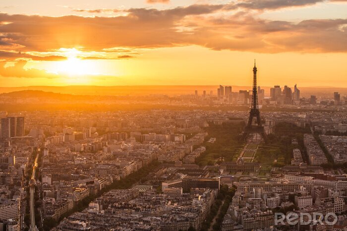 Fotobehang Oranje zon in Parijs