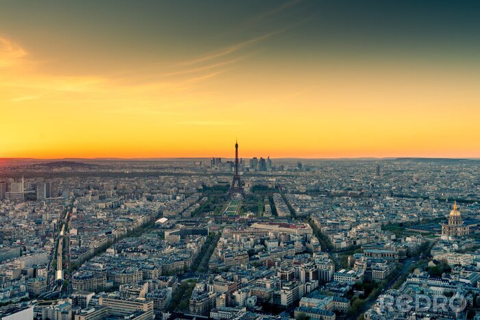 Fotobehang Oranje zonsondergang in Parijs
