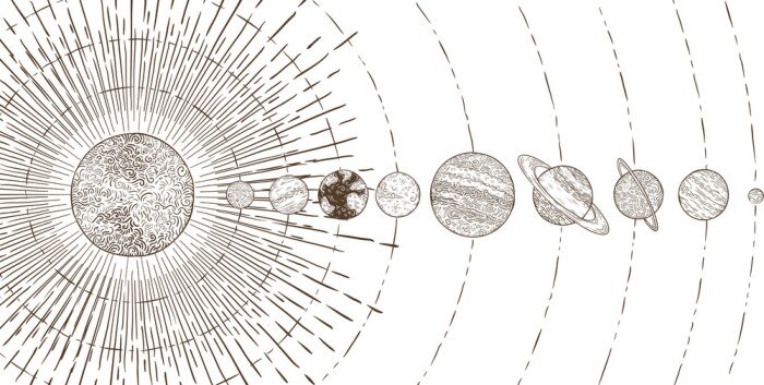 Fotobehang Orbitaal planeten-systeem. Astronomie zonnestelsels, solars planeet o