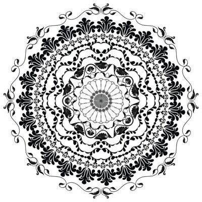 Fotobehang Ornament zwart-wit mandala