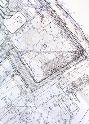 Fotobehang Oud architectonisch plan van de stad