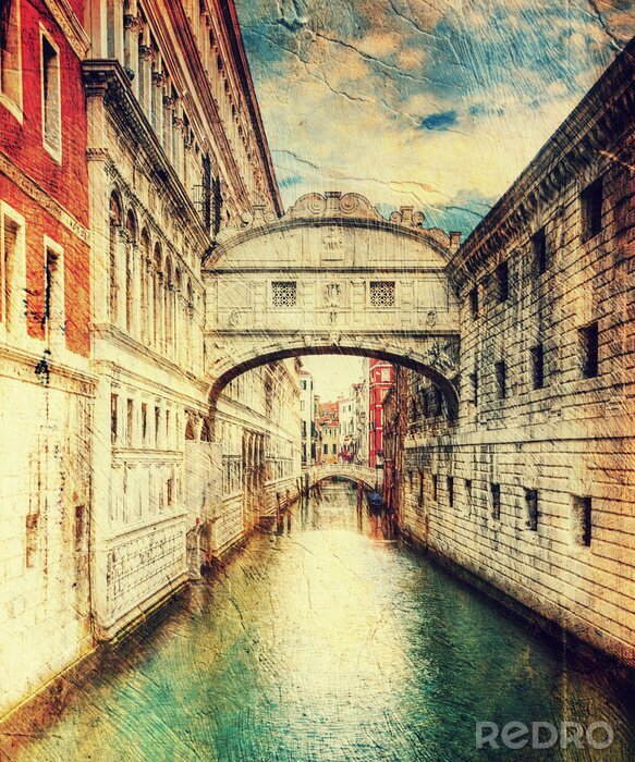 Fotobehang Oude ansichtkaart uit Venetië