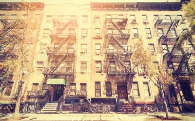 Oude film retro-stijl foto van straat van New York, USA.
