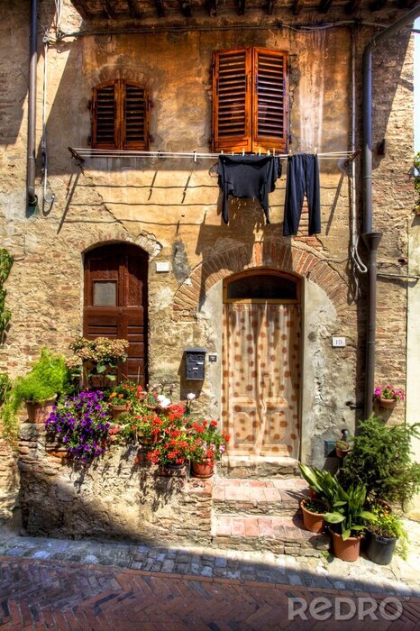 Fotobehang oude muur gezicht in Toscane