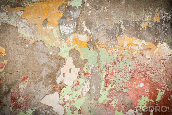 Fotobehang Oude muur met kleurrijk pleisterwerk