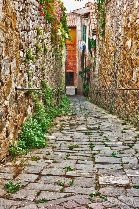 Fotobehang oude steegje in Toscane
