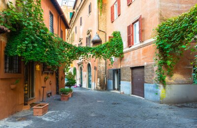 Fotobehang Oude straat in Trastevere in Rome, Italië