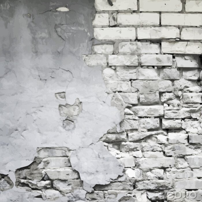 Fotobehang Oude vernietigde muur in wit