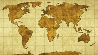Fotobehang Oude wereldkaart op papier