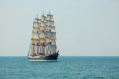 Fotobehang oude zeilschip op volle zee