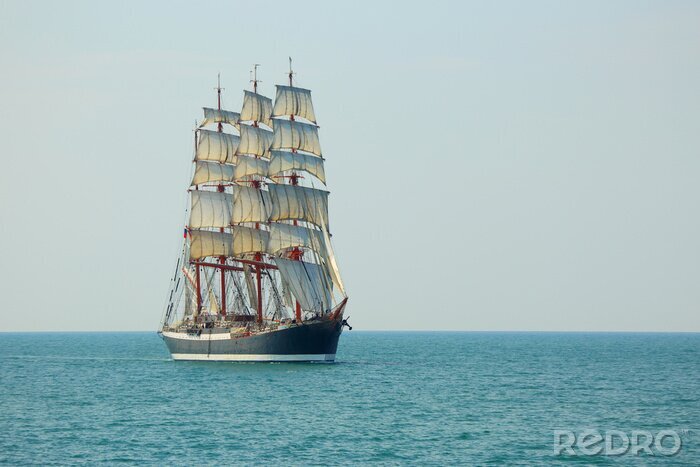 Fotobehang oude zeilschip op volle zee
