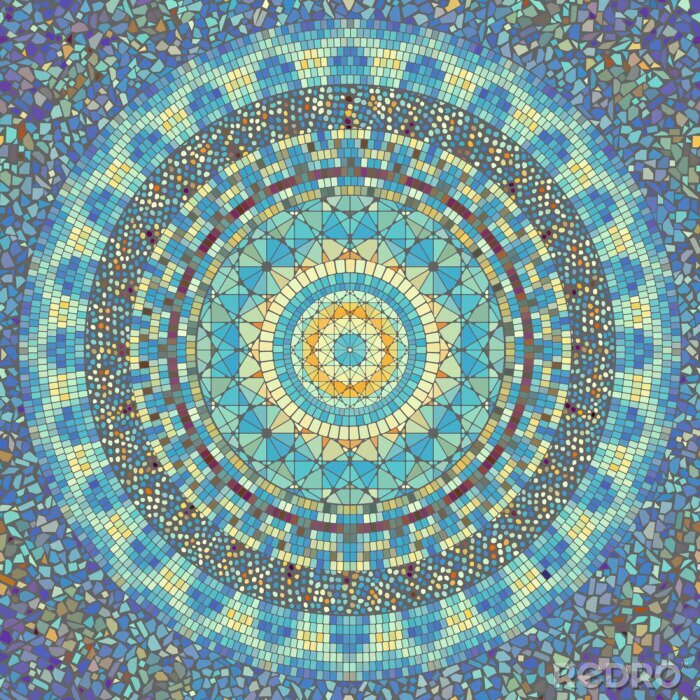 Fotobehang Ovaal mozaïek met meerdere elementen