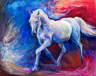 Fotobehang Paard geschilderd met bonte kleuren