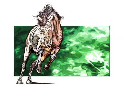 Fotobehang Paard op een achtergrond van groen