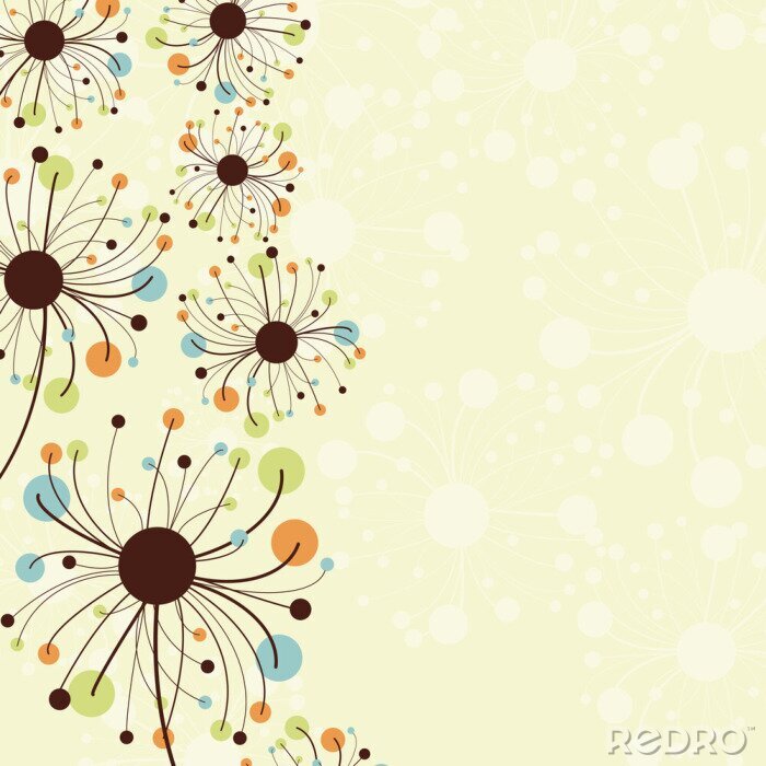 Fotobehang Paardenbloemen in kleurrijke stippen