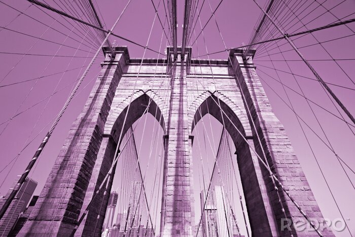 Fotobehang Paarse fotografie van Brooklyn Bridge