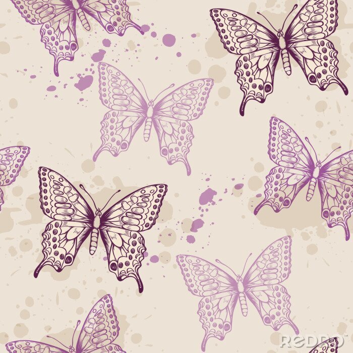 Fotobehang Paarse vlinders
