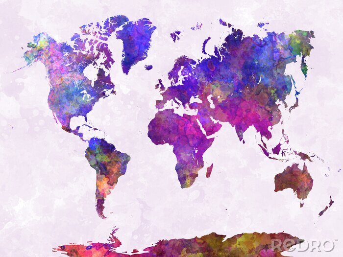 Fotobehang Paarse wereldkaart
