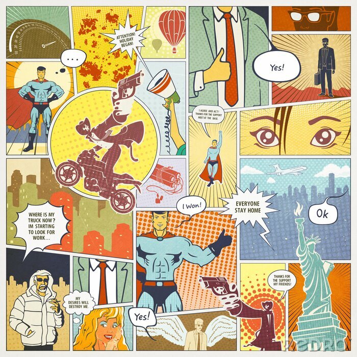 Fotobehang Pagina Comics Layout Concept