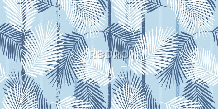 Fotobehang Palmbladeren op een blauwe achtergrond