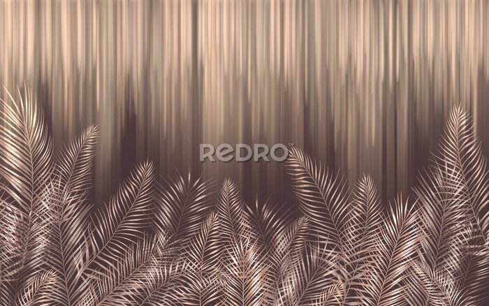 Fotobehang Palmbladeren op een bruine achtergrond