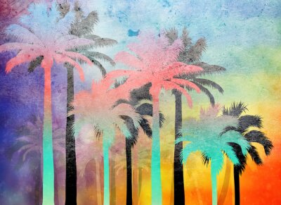 Fotobehang Palmbomen in grunge stijl