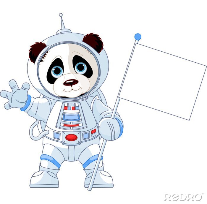 Fotobehang Panda in een astronautenkostuum