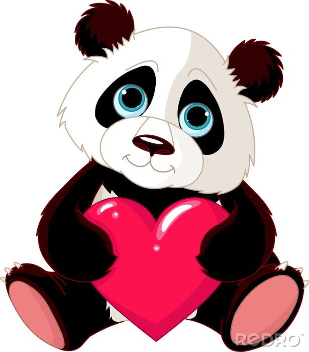 Fotobehang Panda met rood hart