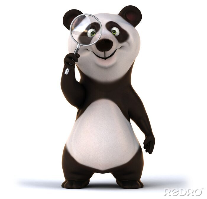 Fotobehang Panda met vergrootglas