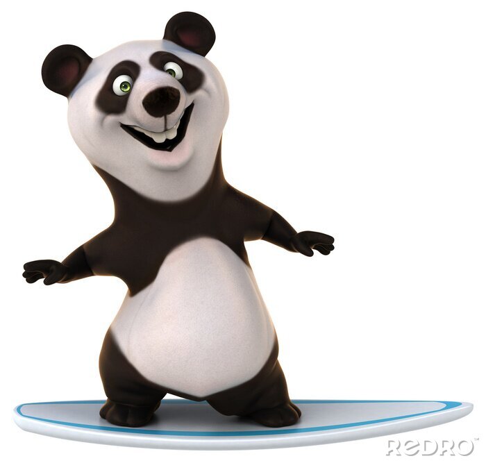 Fotobehang Panda op een surfplank