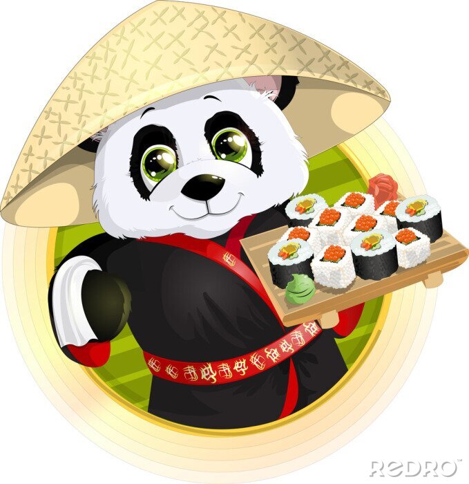 Fotobehang Panda sushi