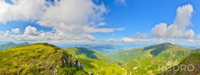 Fotobehang Panorama van berg met zomerhemel